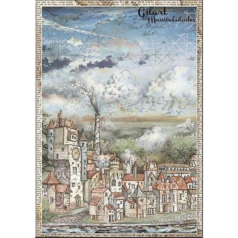 Papel de arroz Stamperia A4 - Sir Vagabond Cityscape DFSA4514