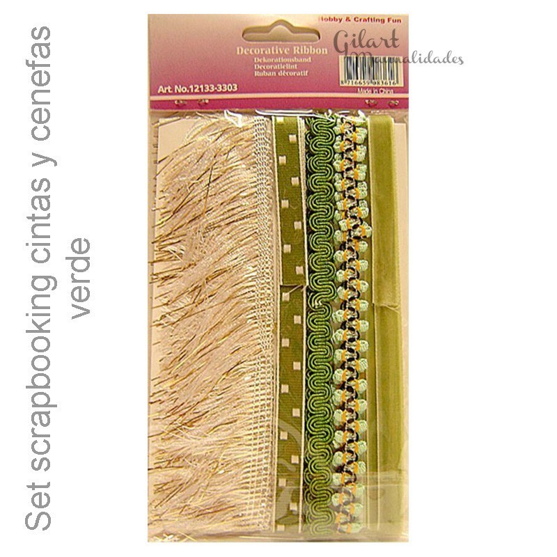 Cintas y cenefas decorativas verdes para scrapbooking - set de 5