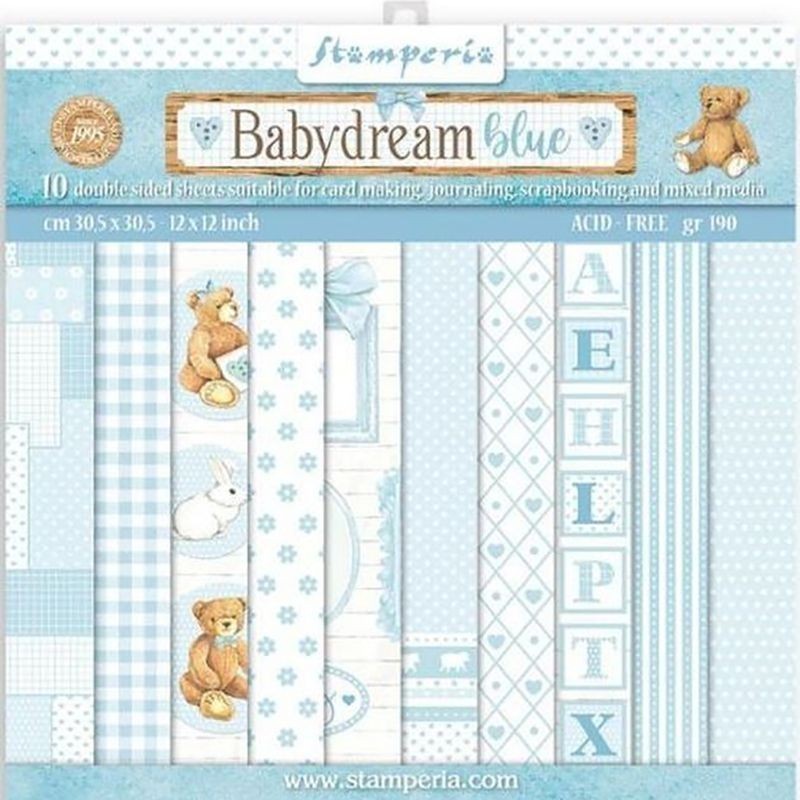 Stamperia bloc scrapbooking 10 hojas 30.5x30.5 BabyDream SBBL106