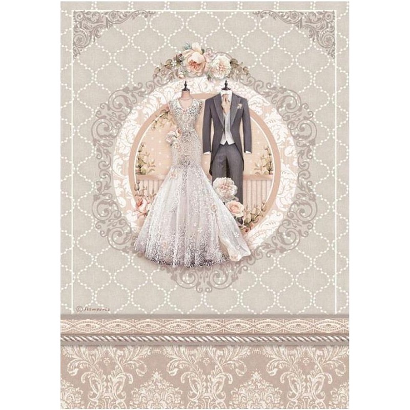 Papel de arroz Stamperia A4 - You and Me Vestido de Novia DFSA4695