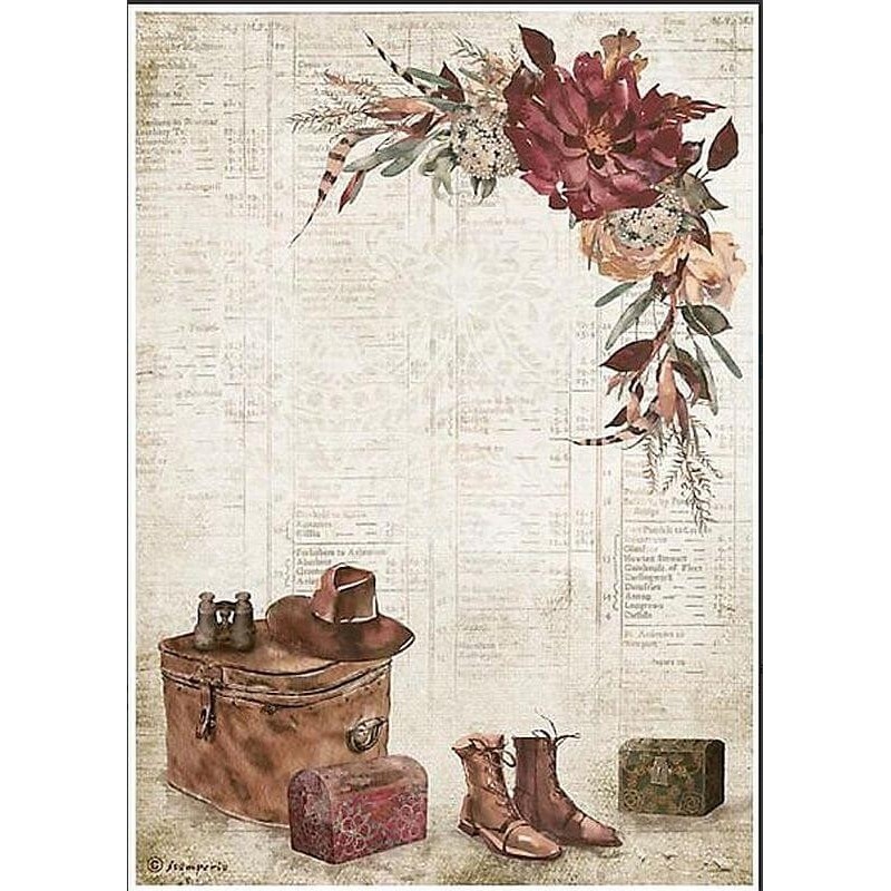 Papel de arroz Stamperia A4 - Our Way Elementos Country DFSA4714