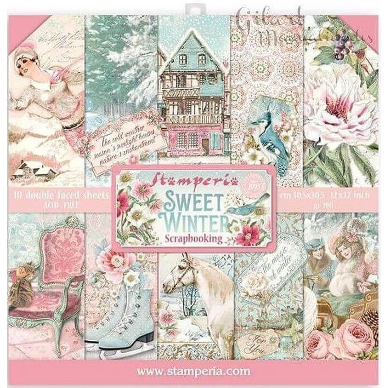 Stamperia bloc scrapbooking 10 hojas 30.5x30.5 Sweet Winter SBBL122