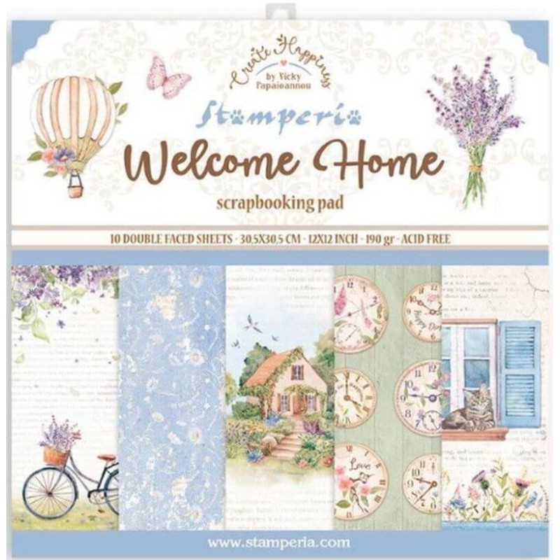 Stamperia bloc scrapbooking 10 hojas 30.5x30.5 Welcome Home SBBL129