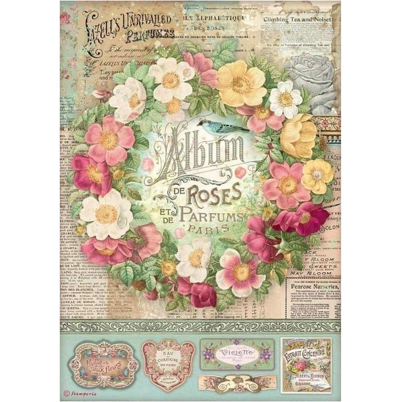 Papel de arroz Stamperia A4 - Roses Parfum DFSA4734