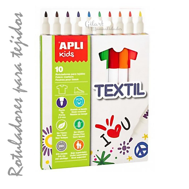 Rotuladores textil permanente 10 unidades Apli 18220