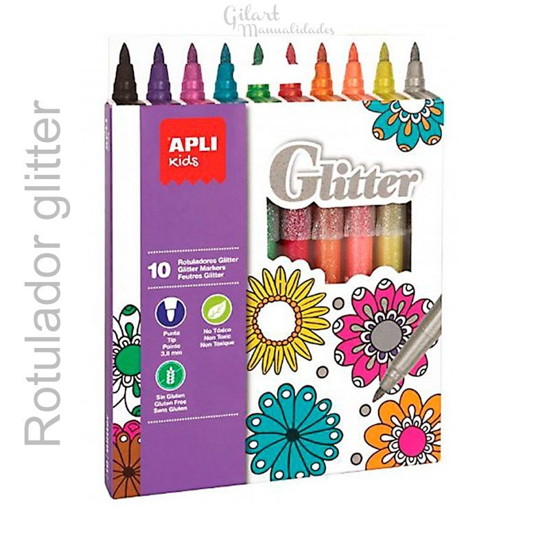 Rotuladores glitter 10 unidades Apli 18218