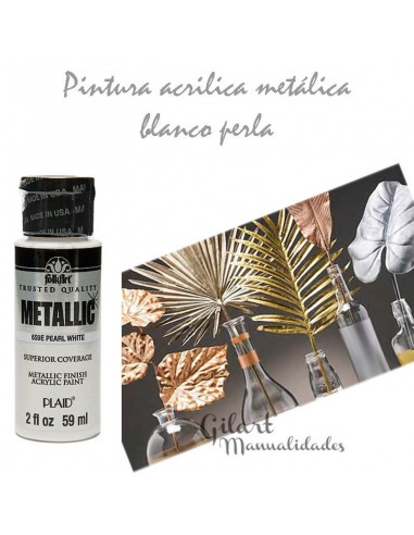 Pintura acrílica metálica FolkArt 59 ml: brillo excepcional y versatilidad para tus proyectos. Color plata