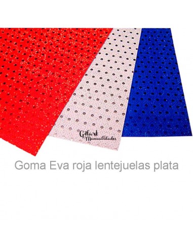 Goma Eva blanca con lentejuelas plata 60x40 cm, ideal para tus proyectos de manualidades.