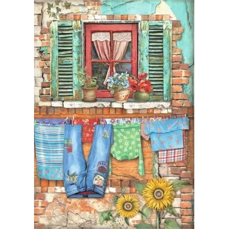 Papel de arroz Stamperia A4 - Sunflower Art Ventana DFSA4768