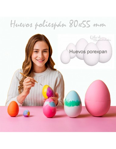 Huevos de Porexpán ideales para decorar, pintar y pegar con colas acrílicas al agua.