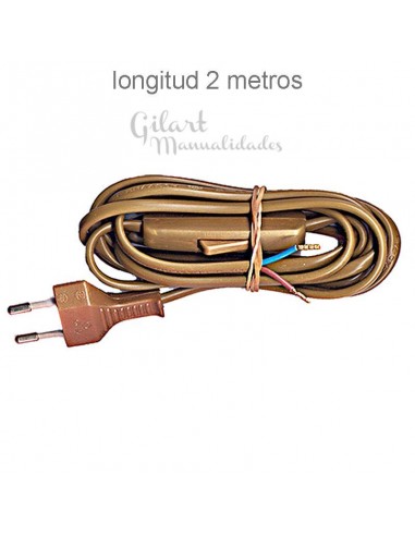 Cable de alimentación negro con clavija e interruptor de 2 metros para tus dispositivos.