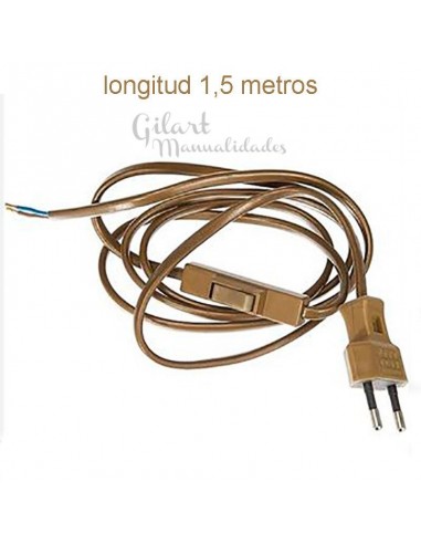 ¡Conecta tu creatividad! Cable de alimentación, clavija e interruptor dorado para proyectos únicos.