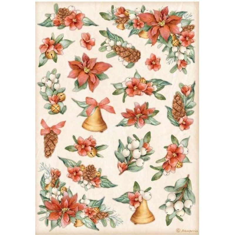 Papel arroz A4 Manualidades Stamperia Christmas DFSA4806