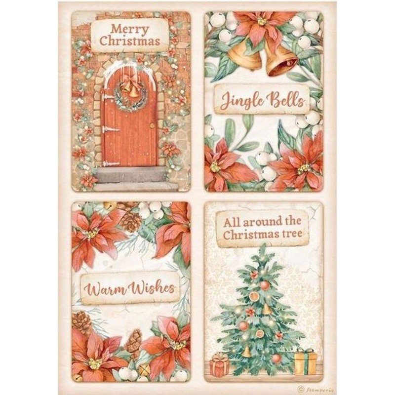 Papel arroz A4 All Around Christmas 4 tarjetas DFSA4808