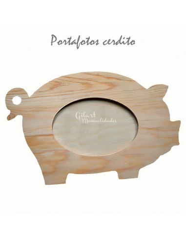 Marco de fotos infantil de madera con diseño de cerdito, ideal para decorar, 30x19 cm.