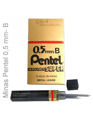 Minas Pentel 0.5 mm B súper hi-Polymer tubo 12 minas