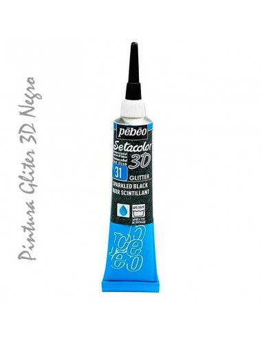 Pintura Tela Pebeo Setacolor Negro Glitter 3D 20 ml: Creatividad y estilo en tus manos.