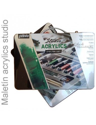 Maletín de Pinturas Acrílicas Acrylics Studio Pebeo, ideal para artistas de todos los niveles.