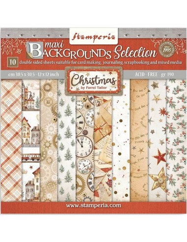 Kit Scrapbooking Maxi Background - Gear up for Christmas Stamperia 30,5x30,5cm: crea recuerdos inolvidables.