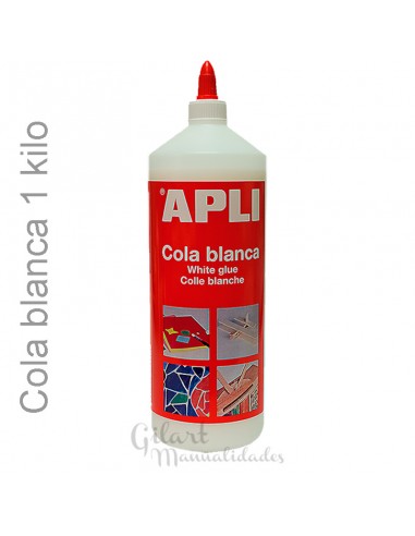 Cola blanca Apli 1 kilo, adhesivo ideal para manualidades y proyectos escolares.