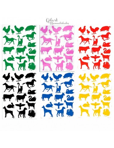 Apli kits 10114 gomets Apli de animales de granja, set de 12 hojas, 2 hojas por color