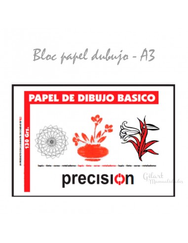 Bloc dibujo Basico Precision A3 130 grs 20 hojas ideales para grandes proyectos.