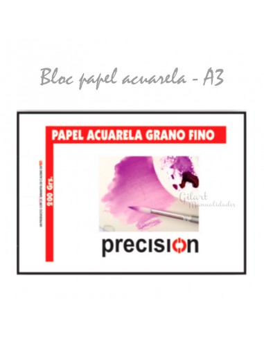 Bloc Acuarela Precision A3 200 grs con 12 hojas, ideal para artistas de todos los niveles.