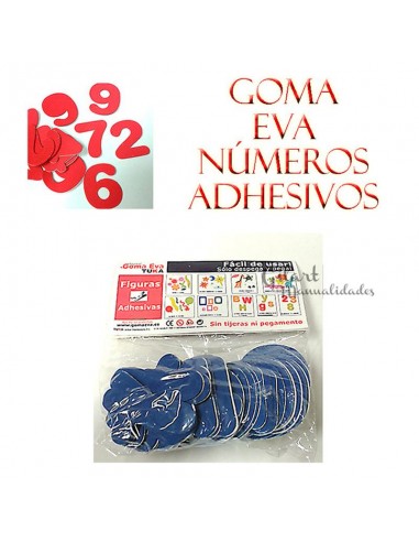 Números amarillos de goma Eva adhesivos 70 mm. ¡Perfectos para tus manualidades!