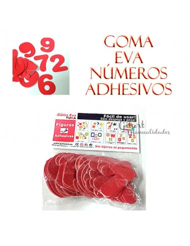 Números amarillos de goma Eva adhesivos 70 mm. ¡Perfectos para tus manualidades!