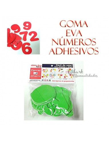 Números amarillos de goma Eva adhesivos 70 mm. ¡Perfectos para tus manualidades!