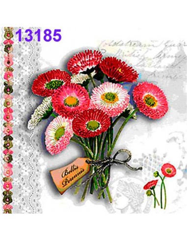 Servilletas decoupage diseño bellis perennis, perfectas para tus celebraciones.