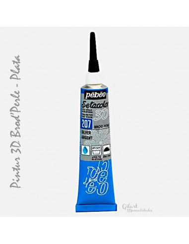 Aplicación pintura para tela 3D Setacolor Pebeo: Brod'Perle 20 ml