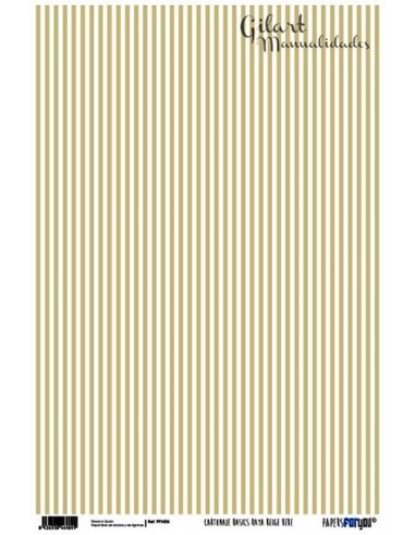 Papel Cartonaje 32 x 48,3 cm. Raya Fina Beige-Blanco, ideal para scrapbooking.