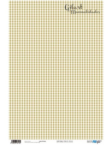 Papel Cartonaje 32 x 48,3 cm Vichy Beige, ideal para proyectos de scrapbooking y manualidades.