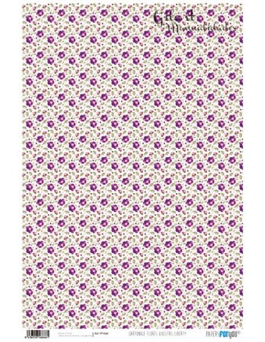 Papel cartonaje 32 x 48,3 cm PFY-666 Flores violetas liberty, ideal para tus proyectos.