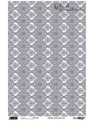 Papel cartonaje 32x48,3 cm PFY-509 Decor clasic gris, ideal para scrapbooking y manualidades.