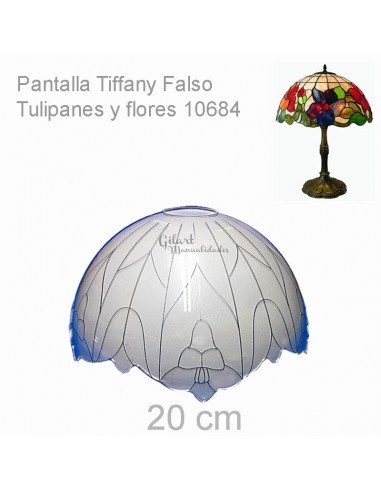 Pantalla metacrilato Tulipanes y flores 20 cm para lámparas Tiffany, ref. 10684.