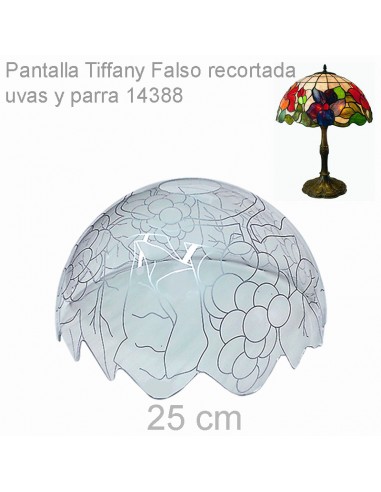 Pantalla metacrilato para crear lámparas Tiffany de 25 cm con diseño de uvas y parra.