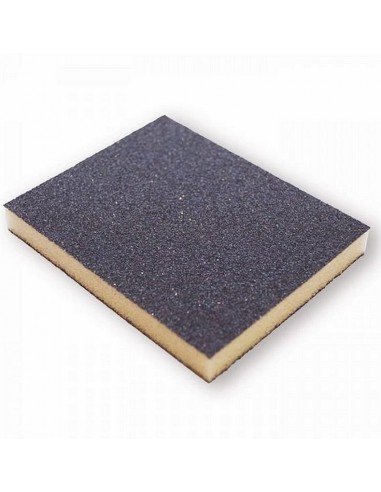 Lija esponja grano fino, dos caras de 100 x 120 mm, ideal para acabados delicados.