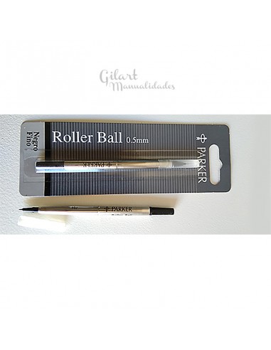 Recambio roller ball Parker negro, punta fina 0.5 mm, para una escritura precisa y fluida.