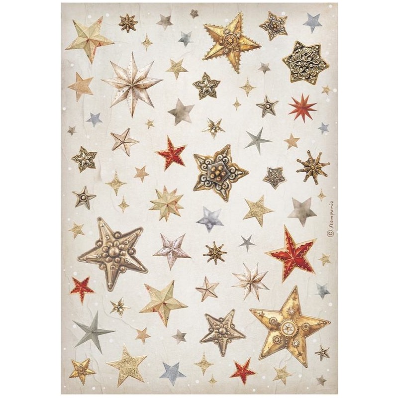 Papel de Arroz Stamperia Gear up for Christmas Estrellas 21x30cm