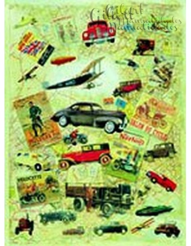 Papel decoupage Coches 21x30 cm, ideal para proyectos de manualidades y decoración.