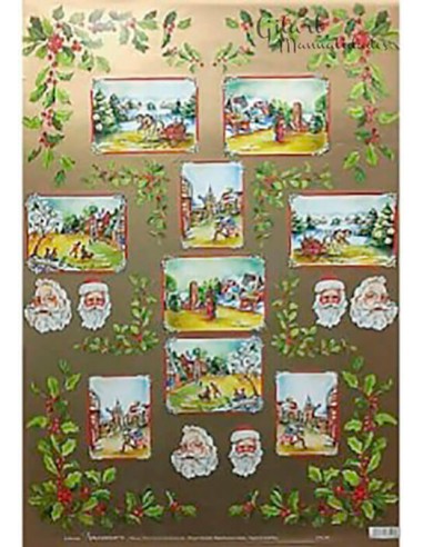 Papel decoupage Calambour Navidad 50x70 cm ref. cal 228 para decoraciones festivas.