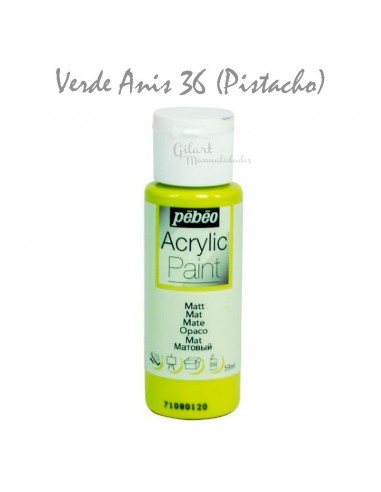 Pintura acrílica multiuso Pebeo 59 ml, acabado mate y cobertura de alta calidad.