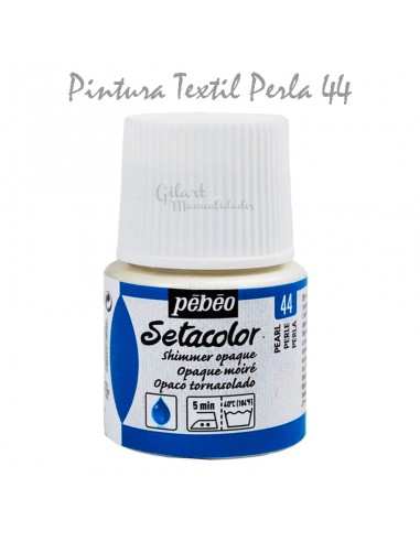 Pintura textil plata Pebeó Setacolor Moire 45 ml con acabado tornasolado para telas.