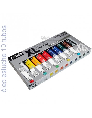 Pebeo Óleo Fino XL Studio - set 10 tubos de 20 ml + pincel, ideal para artistas.