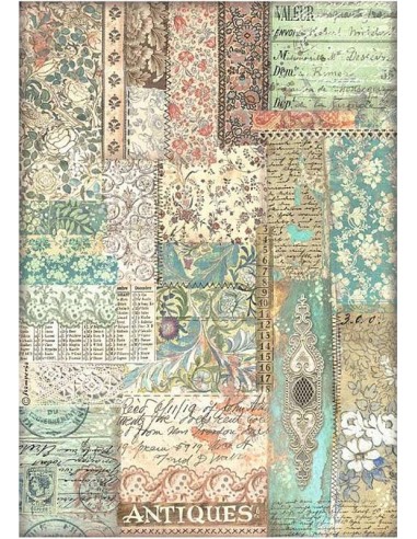 Papel arroz A4 Brocante antiques Stamperia para proyectos de decoupage.