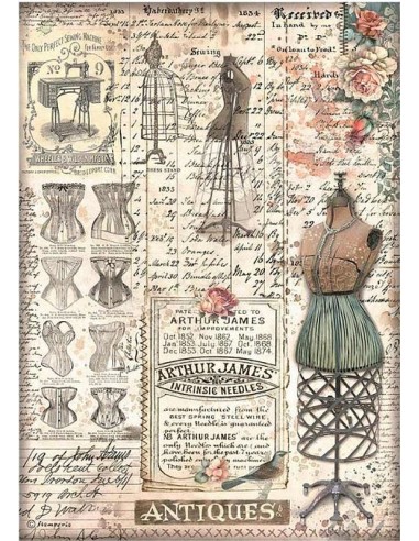 Papel arroz A4 Brocante antiques Stamperia DFSA4851 para decoupage y arte.