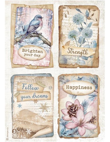 Papel de arroz Stamperia DFSA4969 A4 create happiness dewdrops, ideal para decoupage.