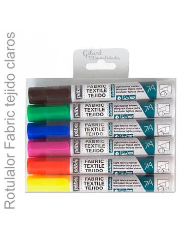 Rotulador Fabric Pebeo para tejidos claros, set de 6 Uds., ideal para arte textil.